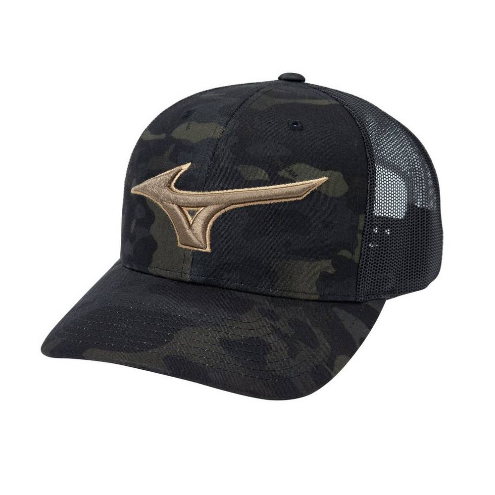 Mens Mizuno Diamond Trucker Baseball Hat Black Camo Philippines (BWNIZK206)